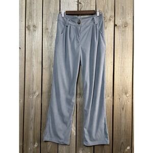 Halara Ribbed Lounge Pants Gray/Blue Elastic Waist Wide Leg Women's S 28 Inseam